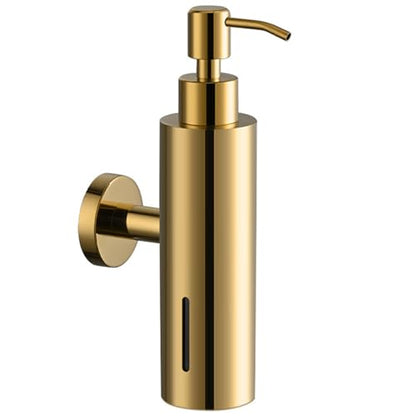 Wall Mounted Soap Dispenser, 280ML Refillable Stainless Steel Hand Soap Pump for Bathroom & Kitchen, Durable Brushed Finish Shower Soap Holder (Gold) - color: Gold
