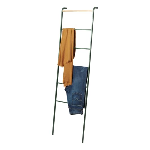 YAMAZAKI Home Strategist Leaning Ladder Hanger - Bathroom Storage Rack Holder Stand, 63" - Steel - color: Forest Green