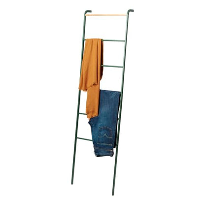 YAMAZAKI Home Strategist Leaning Ladder Hanger - Bathroom Storage Rack Holder Stand, 63" - Steel - color: Forest Green