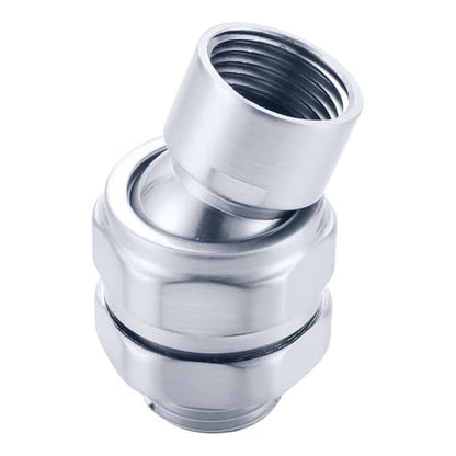 Shower Head Swivel Ball Adapter, Solid Brass Adjustable Shower Arm Connector, Polished Chrome Finish (Silver) - color: Silver