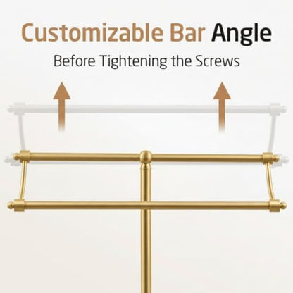 KES Gold Standing Towel Racks for Bathroom with 3X Thicker Weighted Natural Marble Base, 2-Tier Rustproof Free Standing Towel Rack Stand, 18/8 Stainless Steel, Antique Brushed Gold, BTH241-BZ - color: Brushed Gold