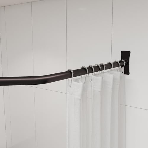 Naiture Neo-Angle Shower Curtain Rod,18-1/2"X26"X18-1/2",Oil Rubbed Bronze | Aluminum, Includes 36" Ceiling Support and Mounting Hardware, Cut to Fit, Permanent Wall Mount, Rustproof - color: Oil Rubbed Bronze, size: 18-1/2" X 26" X 18-1/2"