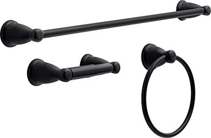 Franklin Brass 3-Piece Matte Black Bathroom Set Towel Rack, Ring, Toilet Paper Holder| Kinla Bath Accessories - color: Matte Black, style: 3-Piece Bath Accessory Set