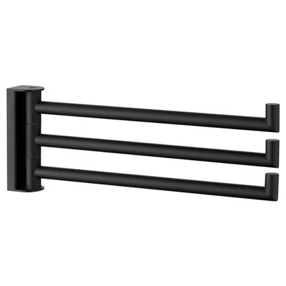 Angle Simple Kitchen Towel Rack, Swivel 3 Bars, Matte Black, 9.84" | SUS304 Stainless Steel Hand Towel Holder for Bathroom Laundry Wall, Foldable Arms Washcloth Hanger, Screws Mounted - color: Matte Black
