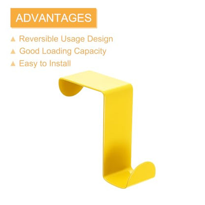 uxcell Over The Door Hooks,2pcs - Stainless Steel Door Hangers Hooks, S-Shaped Double Hooks for Hanging Clothes, Hats, Towels (Yellow) - color: Yellow