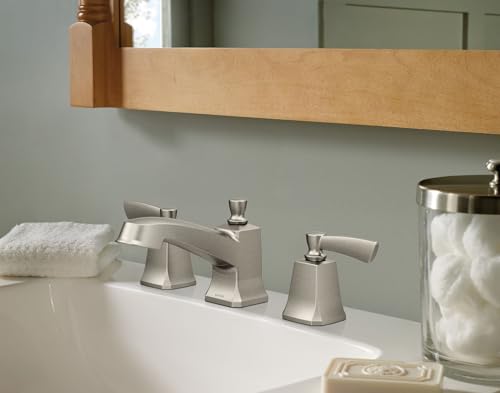 Moen Conway Spot Resist Brushed Nickel Two Handle Widespread Bathroom Sink Faucet with Valve Included, 84926SRN