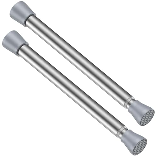 Tension Rod 16 to 26 Inch Sliver Tension Curtain Rod No Drill Spring Tension Rod 2pack Small Tension Rod for Cupboard Closet Bookshelf Diy Projects Wardrobe Spring Loaded Curtain Rods - color: Silver, size: 16-26 inch 2pcs