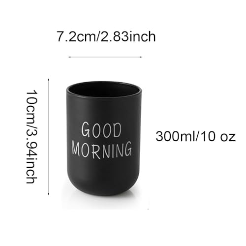 Simple wash Cup Home Cup Bathroom Brush Teeth Gargle Printing Frosted Texture Water Cup Home use (Black & White)