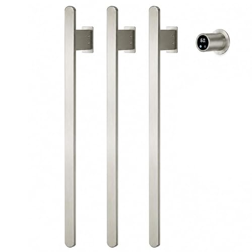 Bathroom Heated Towel Rack, Brushed Nickel Towel Warmer,3Bars,110V | Smart Touch Control, Wall Mounted, Concealed Hardwired, Stainless Steel, Dry Towels in Modern Bathrooms, Space-Saving Design - color: Brushed Nickel-3 Bars