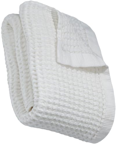 DEMMEX Organic Cotton Waffle Weave Turkish Bath Towel - Ultra Soft Lightweight Quick Dry, Oeko-Tex Certified, 100% Turkish Cotton (Crisp White, Large (60x30)) - color: Crisp White