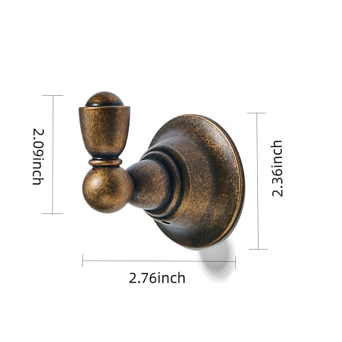 4 Pack 2-3/4inch Antique Brass Robe Hooks | Solid Zinc Alloy | Wall Mounted | Coat Hooks | Hooks Wall Mounted Robe Hooks | For organization in bathrooms entrances. - color: Antique Brass