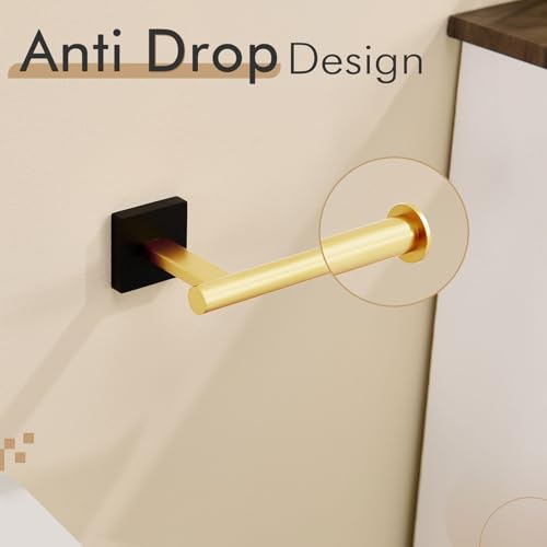 KOKOSIRI Toilet Paper Holder Toilet Roll Holders Hold Mega Rolls Kitchen Bathroom Tissue Paper Dispenser Black with Gold Stainless Steel, B2008GDK - color: Black Gold, size: Vertical