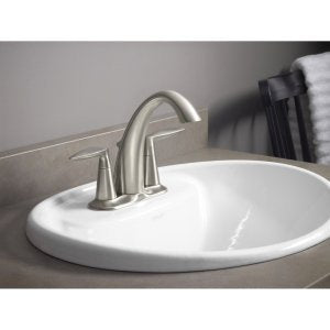KOHLER 45100-4-CP Alteo Centerset 4 inch Bathroom Faucet with Pop-Up Drain Assembly, 2-Handle Bathroom Sink Faucet, 1.2 gpm, Polished Chrome - color: Polished Chrome