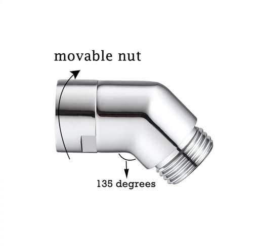 135 degrees Shower Head Elbow Adapter, Shower Arm Elbow Adapter for Wall mounted Shower or Hand Shower, Chrome - style: 135 degrees