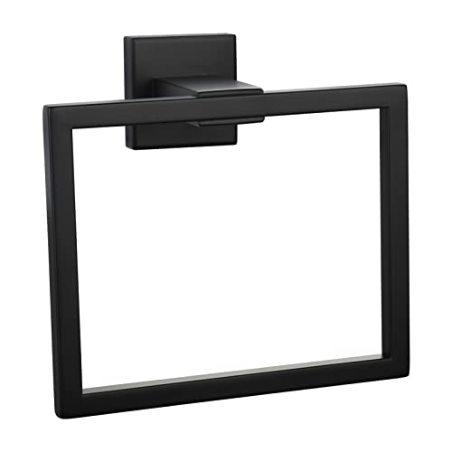 Black Hand Towel Holder Stainless Steel Square Towel Ring for Bathroom Wall Mount, SBH239B - color: Black