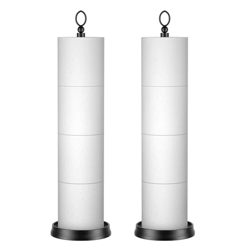 ROLABAM Toilet Paper Holder Stand with Reserve Function, Free Standing Toilet Paper Holder for Bathroom, Space Toilet 4 Rolls Toilet Paper Storage 22.5" Height (2 Pack, Matte Black) - color: Matte Black-2pcs