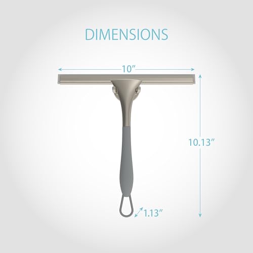 Better Living Products 17500 Soft Grip Shower Squeegee, 10-Inch Rubber Blade, Grey/Nickel