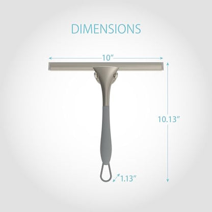 Better Living Products 17500 Soft Grip Shower Squeegee, 10-Inch Rubber Blade, Grey/Nickel