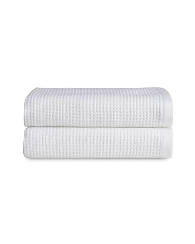 Cozy Earth Waffle Hand Towels, Mini Textured Waffle Weave Pattern | 60% Cotton 40% Viscose from Bamboo Hand Towels 20 x 30 Inches, Soft and Absorbent Terry, 2 Pack White - color: White, size: Hand Towel