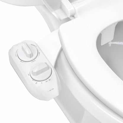 LUXE Bidet NEO 185 PLUS - Patented Bidet Attachment for Toilet, White | Non-Electric, Dual Nozzle, Slide-In Install, 360° Self-Clean, EZ-Lift to Clean, Feminine & Rear Wash - color: White