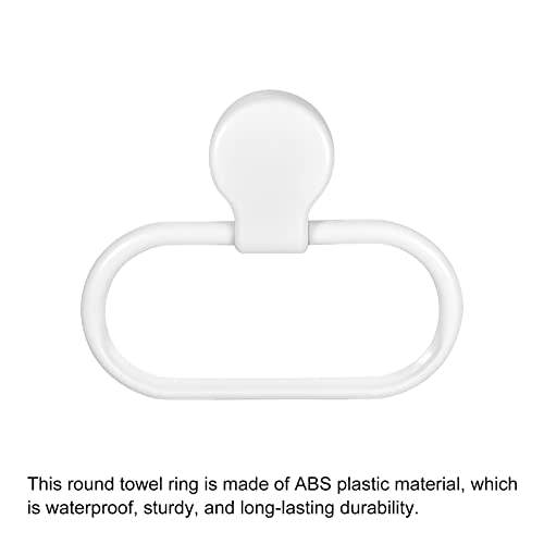 HARFINGTON Wall Mounted Oval Towel Ring ABS Hanging Holder Self-Adhesive for Bathroom Kitchen Accessories, White - color: White