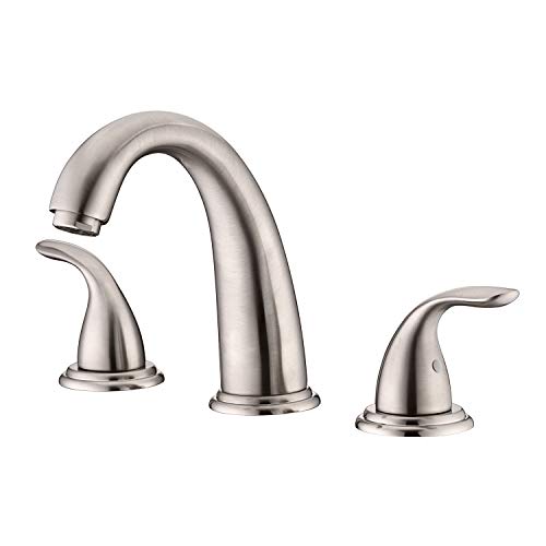 SUMERAIN Two Handle Roman Tub Faucet Brushed Nickel | with Valve, High Flow, 3 Hole, Brass, Classic Style, for Bathroom - color: Brushed Nickel, size: 4-29/32" spout reach