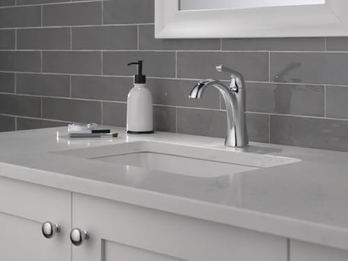 Delta Arvo Chrome Bathroom Faucet 1 Hole, Single Hole Bathroom Sink Faucet for Vanity, Push-Pop Drain Assembly, Chrome 15840LF - color: Chrome