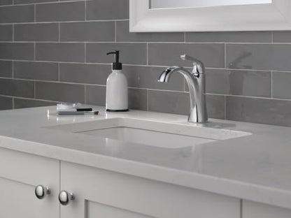 Delta Arvo Chrome Bathroom Faucet 1 Hole, Single Hole Bathroom Sink Faucet for Vanity, Push-Pop Drain Assembly, Chrome 15840LF - color: Chrome