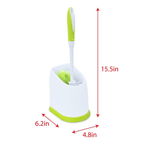 Pine-Sol Toilet Bowl Cleaner Brush with Holder | Heavy Duty Cleaning Wand with Under The Rim Scrubber, Non-Slip Handle, Storage Caddy | Bathroom Supplies, Yellow, Green - size: (Pack of 1)