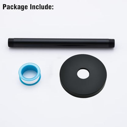 RANDOM Shower Arm with Flange,8 Inches Ceiling Mount Shower Head Extension Arm Straight Arm Ceiling-Mounted For Fixed Shower Head,Matte Black.RD91038-8MB - color: 8″ Matte Black(Round Flange)
