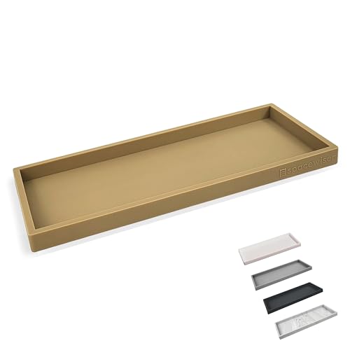 Spacewiser Silicone Countertop & Vanity Tray – 11.7” Bathroom Counter Tray | Bathroom Tray, Bathroom Tray Countertop, Tray for Bathroom Counter, Silicone Kitchen Tray for Counter & Countertop Organizer - color: Latte Tan, size: Large 11.7”