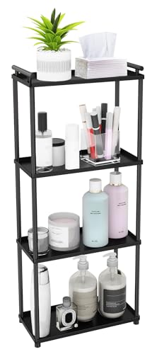 VOTZAAQ Matte Black 4 Tier Bathroom Organizer Countertop, Stainless Steel Perfume Tray and Vanity Countertop Shelf, Makeup Skin Care Bathroom Organizers and Storage for Dresser, Kitchen - style: 4Tiers