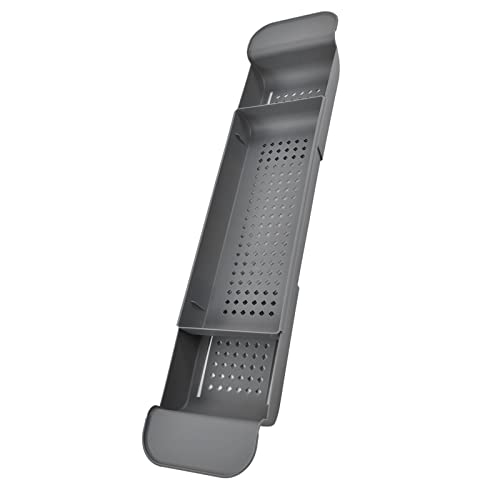 VBESTLIFE Expandable Bathtub Caddy Tray, Water Proof Bath Tub Rack with Nonslip Ends, Adjustable Organizer for Book Tablet Wine Glass, Sturdy PP Shelf for Reading, Spa Women Men (Grey) - color: Gray