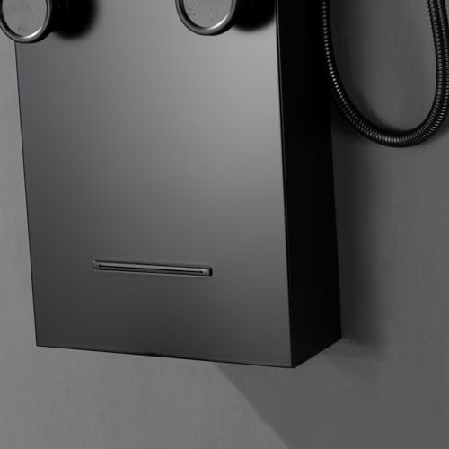 BWE LED Shower Panel,Black Rainfall Shower Panel Tower System | Stainless Steel Shower Tower with Massage Body Jets Tub Spout Wall Mounted Shower Fixtures with Temperature Display