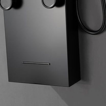 BWE LED Shower Panel,Black Rainfall Shower Panel Tower System | Stainless Steel Shower Tower with Massage Body Jets Tub Spout Wall Mounted Shower Fixtures with Temperature Display