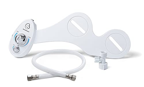Luxury White Blue - Bidet Attachment for Toilet Seat - Dual Nozzles, Self-Cleaning, Non-Electric Water Sprayer, Save Money On Toilet Paper and Reduce Waste - color: White blue