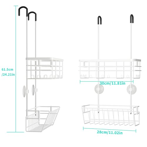 HapiRm Hanging Shower Caddy Organizer - No Drilling Shower Organizer with Inclined Shelf, Rustproof & Waterproof 304 Stainless Steel Bathroom Caddy - White - color: White-Inclined Shelf
