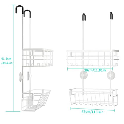 HapiRm Hanging Shower Caddy Organizer - No Drilling Shower Organizer with Inclined Shelf, Rustproof & Waterproof 304 Stainless Steel Bathroom Caddy - White - color: White-Inclined Shelf