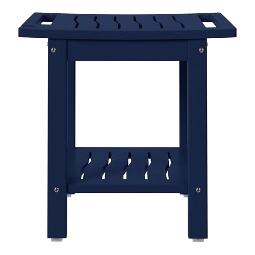 Sage HDPE Poly Plastic Waterproof Bathroom Shower Bench, Navy Blue - color: Navy Blue