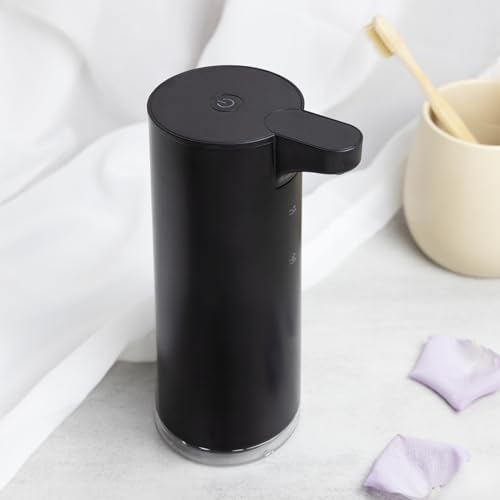 Automatic Soap Dispenser Foaming: Rechargeable Touchless Soap Dispenser Stainless Steel Foam Soap Dispenser for Bathroom Hand Soap Pump for Kitchen Xmas Gift, 9oz, Black - color: Black