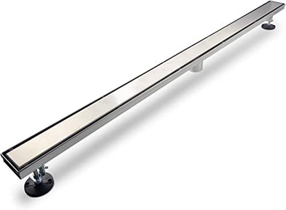 60"Linear Shower Drain Brushed Silver Drain with Tile Insert Grate | AISI 304 Stainless Steel Fast Drainage Rectangle Hidden Shower Trench,Detachable Hair Catcher Easy to install,Leveling Feet - color: Stainless Steel, size: 60 Inch (No Base)