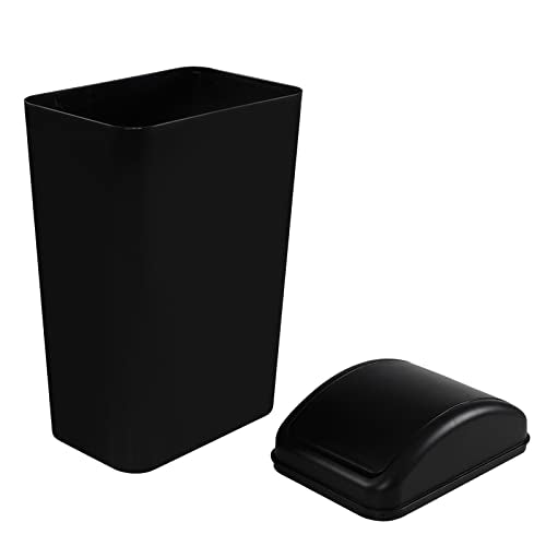 Cand 14 L/ 3.2 Gallon Small Plastic Trash Can, Slim Swing Lid Garbage Bins | Black - color: Black