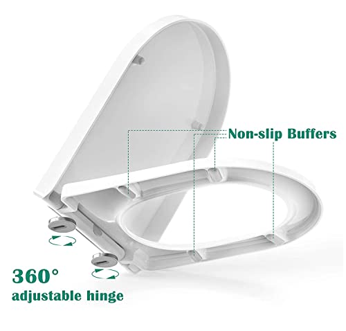 Shape Toilet Seat for Compact Toilet, Quick Release Heavy Duty Toilet Seat, Soft Close Toilet Seat Easy Clean Install, White - size: Elongated