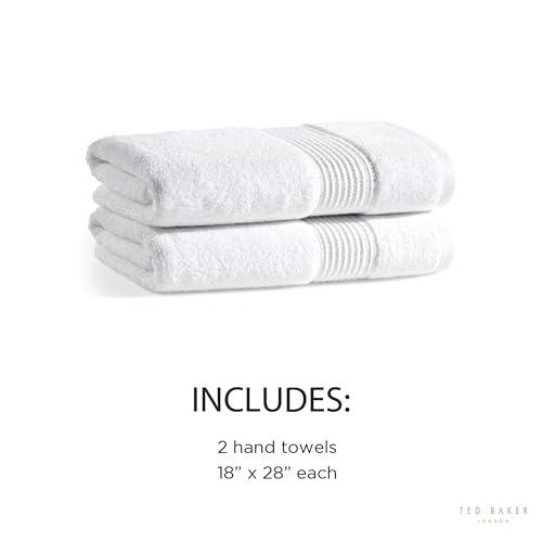 Ted Baker 2-Pack Hand Towel Set Cotton Highly Absorbent 18 x 28 White - color: White, size: Hand Towel Set - 2 Piece