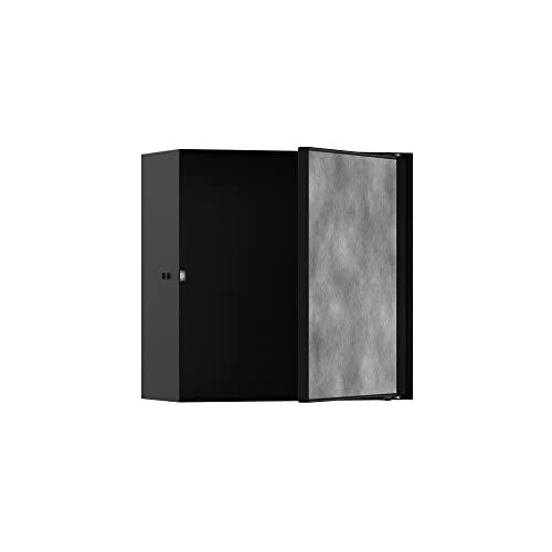 hansgrohe XtraStoris Rock Recessed Wall Niche with Tileable Door 12"x 12"x 5.5" in Matte Black, 56091670 - color: Matte Black, size: 12"x 12"x 5.5"