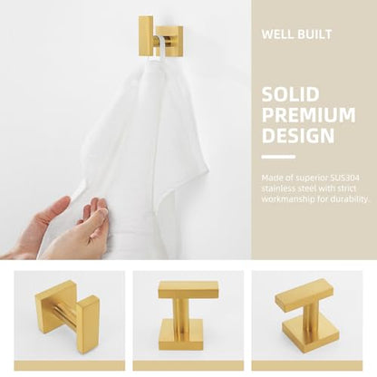 Angle Simple Brushed Dark Gold Towel Hook for Bathroom, Coat Robe Holder | SUS304 Stainless Steel, Wall Hook for Hat Clothes Bag, Robe Hanger for Kitchen Hallway Laundry Garage, Screw Mount - color: Brushed Dark Gold