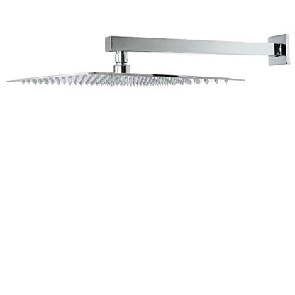 Shower Head with Extension Arm, High Pressure Square with ShowerArm, Stainless Steel Rainfall -Waterfall Full Body Coverage (12'' Shower with 16'' Arm, Chrome) - color: Chrome, size: 12'' Shower with 16'' Arm