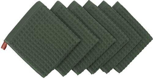 Mia'sDream Cotton Waffle Wash Cloths, 6 Pack, 13" x 13", Olive Green | Soft Washcloths,Thin Wash Cloths For Showering Face, Quick Drying Face Cloths, Small Hand Towels for Bathroom & Kitchen - color: Olive Green (Washcloth: 13" X 13")