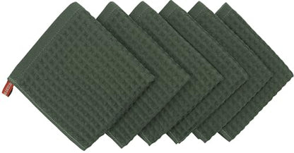 Mia'sDream Cotton Waffle Wash Cloths, 6 Pack, 13" x 13", Olive Green | Soft Washcloths,Thin Wash Cloths For Showering Face, Quick Drying Face Cloths, Small Hand Towels for Bathroom & Kitchen - color: Olive Green (Washcloth: 13" X 13")