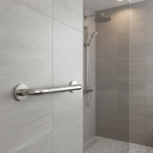 Stainless Steel Bathroom Grab Bar, Silver Textured Grip Handrail for Shower and Bathtub, Durable Wall Mount Rail - size: 11.81 x 1.26 x 2.95 in